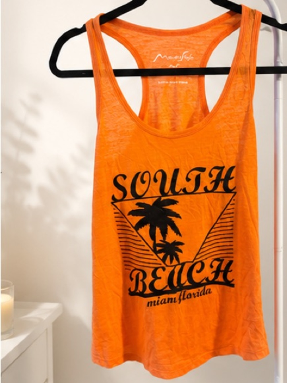 NWT Miami Style Orange "South Beach Miami" Graphic Tank